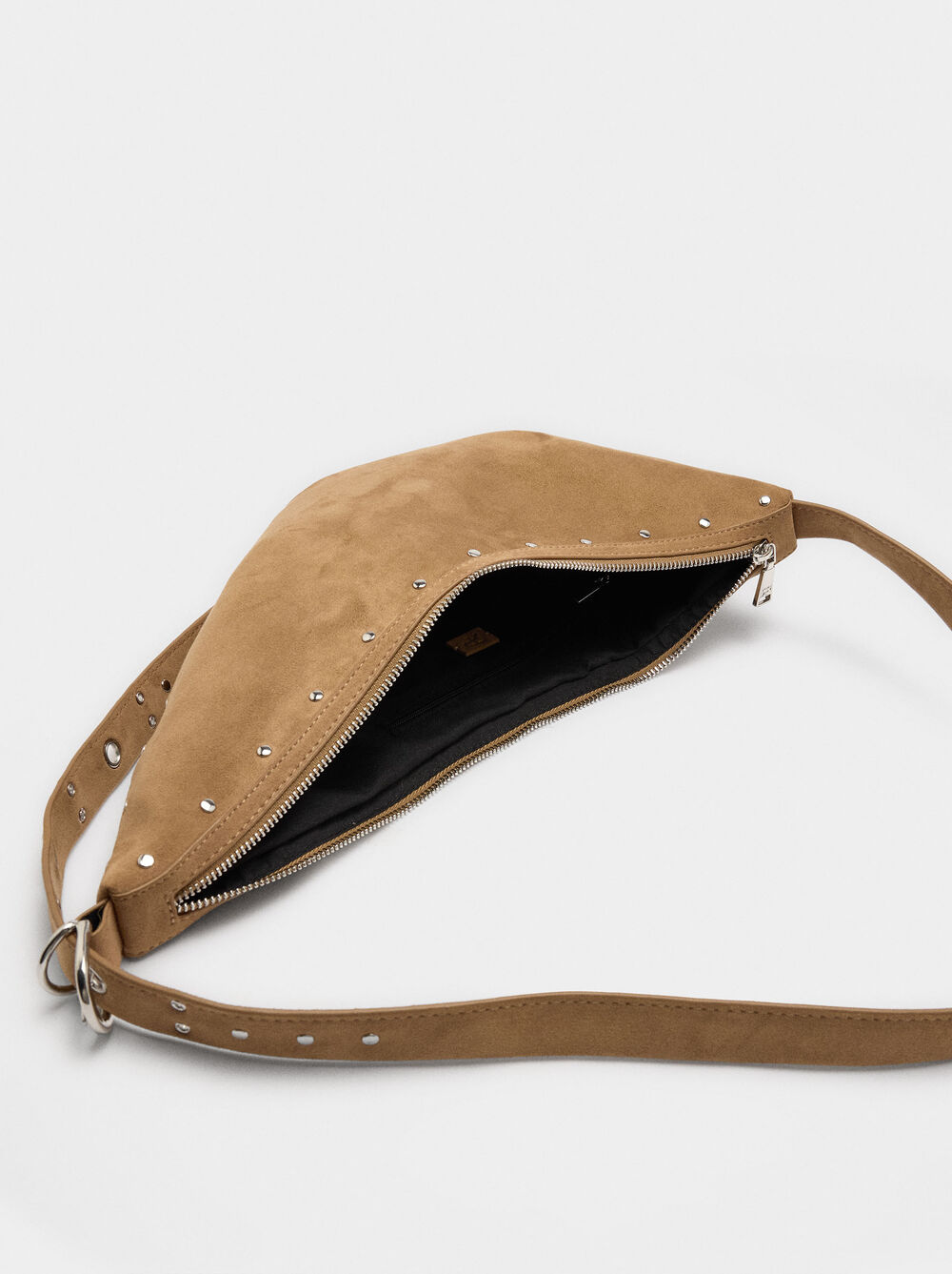 Asymmetric shoulder bag with studs