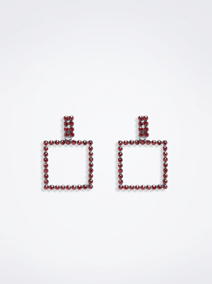 Earrings With Crystals, Bordeaux, hi-res