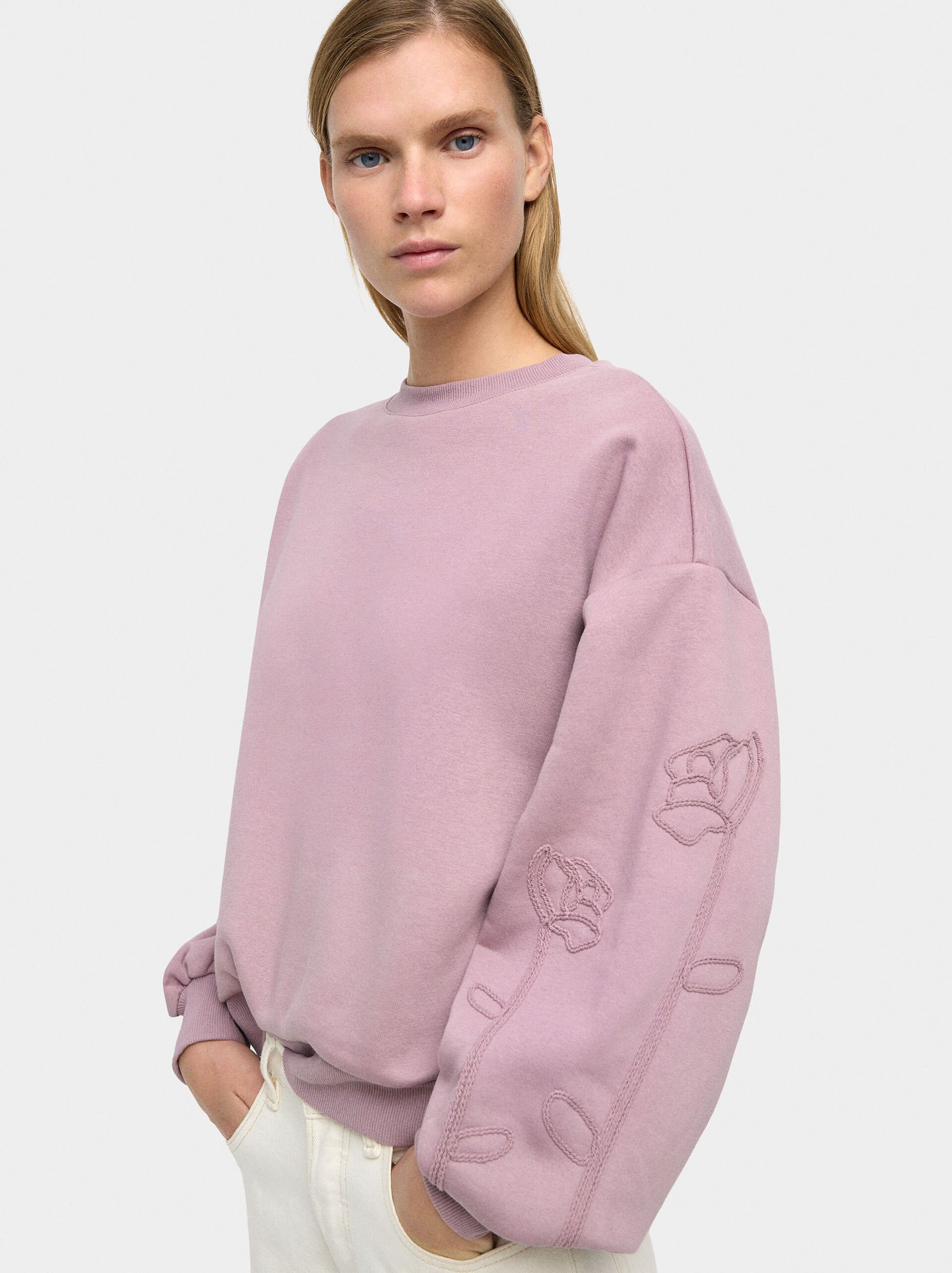 Cotton sweatshirt with flower image number 3.0