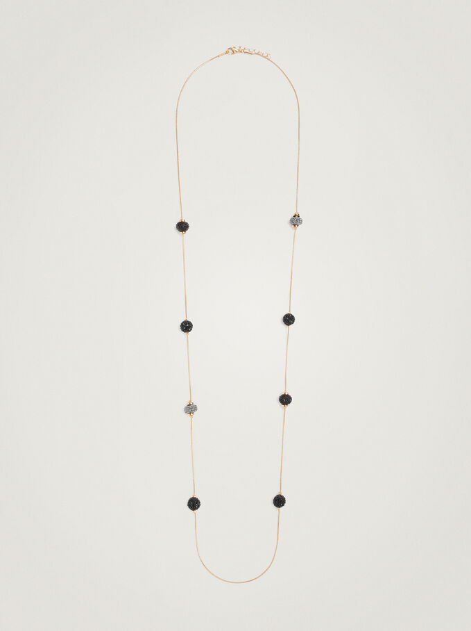 Necklace With Strass, Black, hi-res