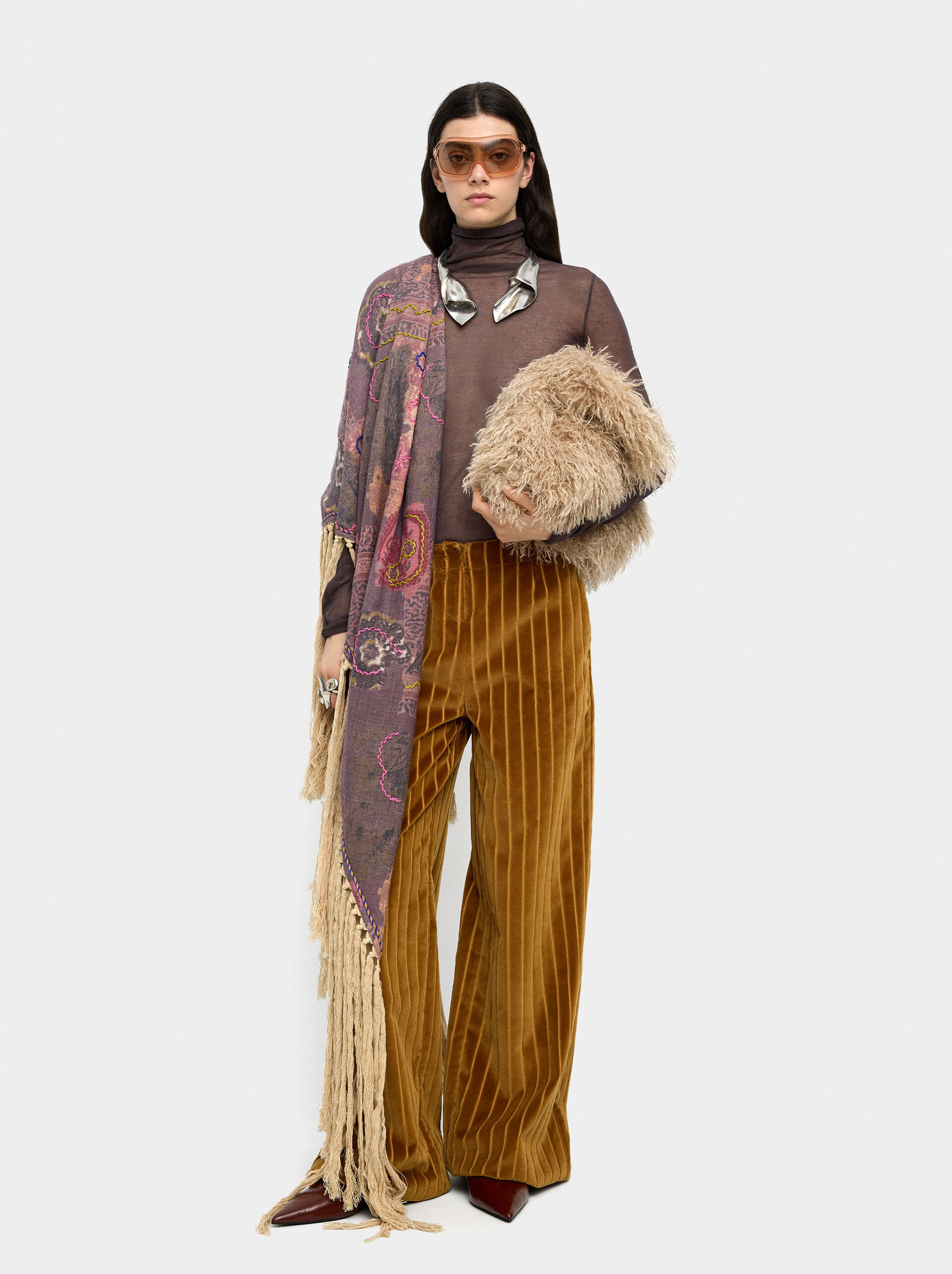Cotton trousers with stripes image number 2.0