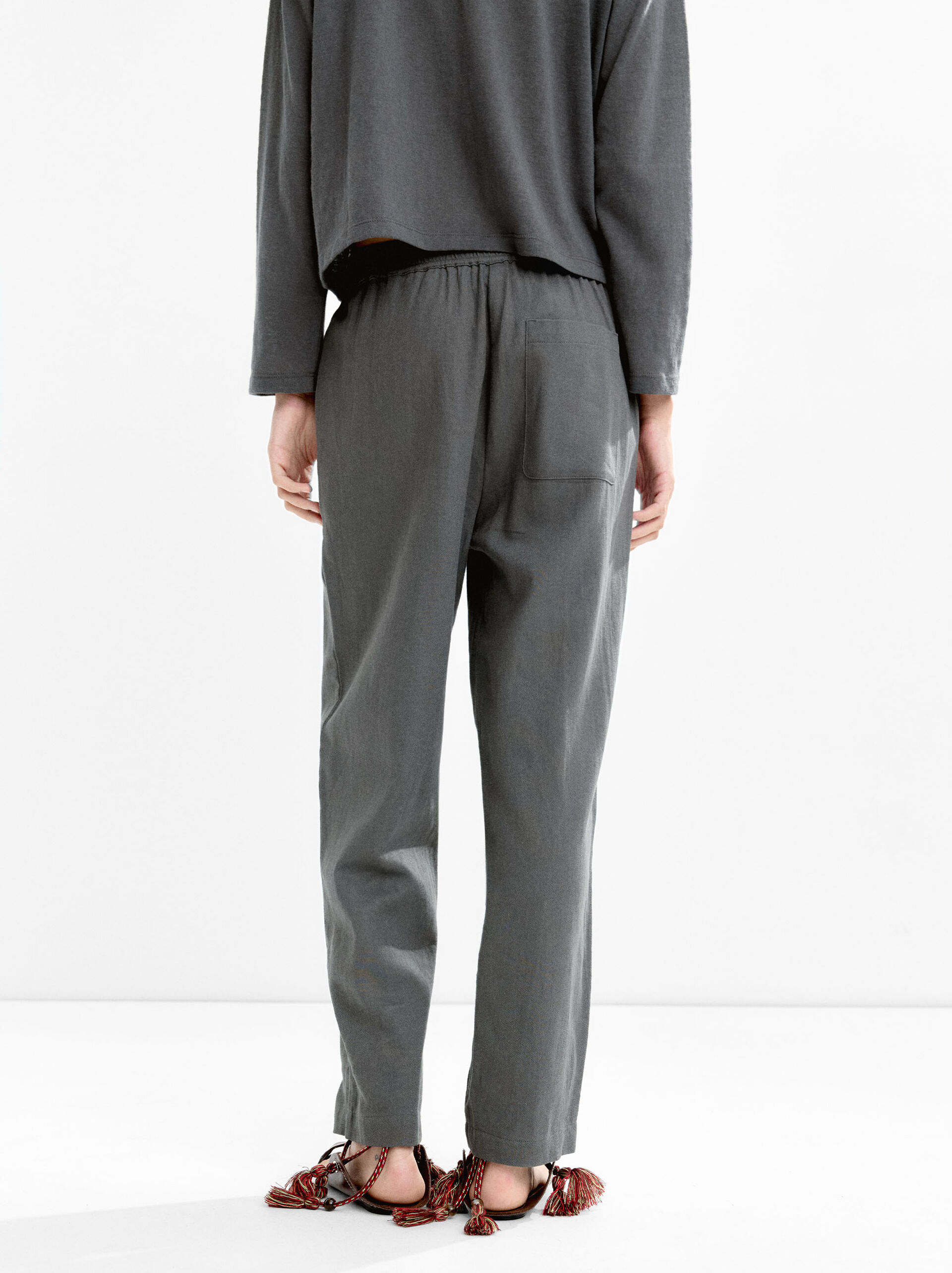 Cotton pants with adjustable drawstring image number 3.0