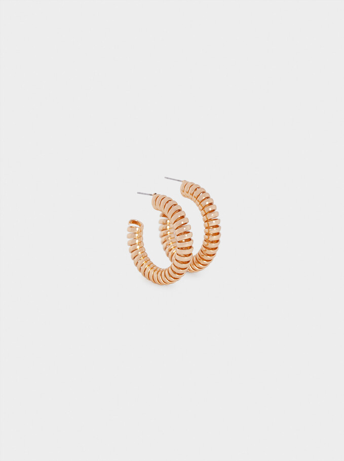 Spiral Hoop Earrings, Golden, hi-res