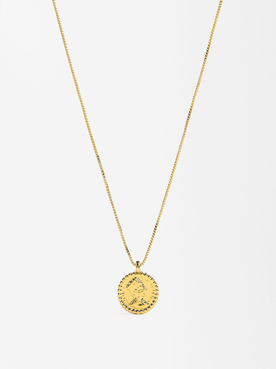 Short Medal Necklace with 18k Gold Plating