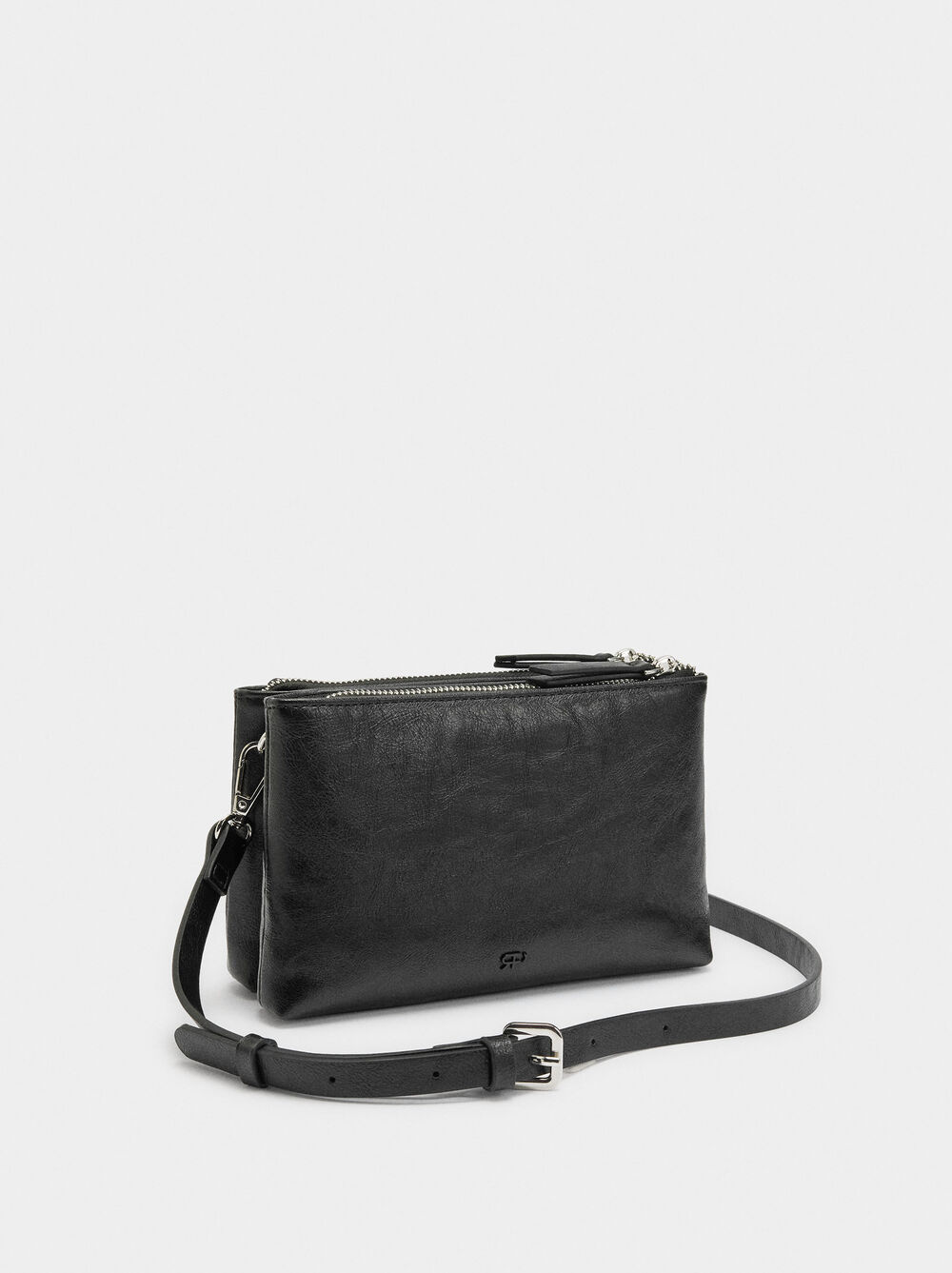 Sac bandoulière en effet craquelé avec clous