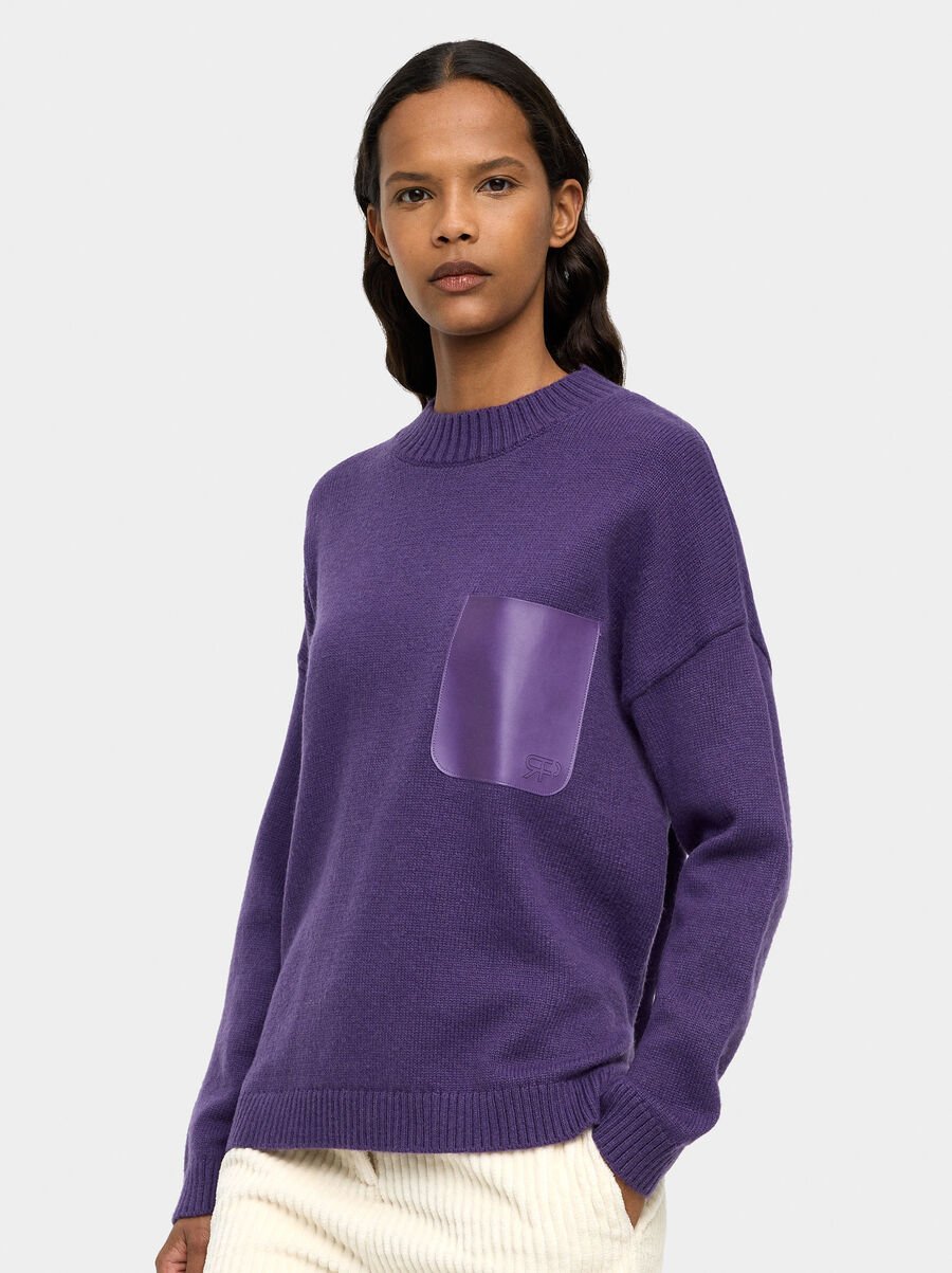 Jersey de punto con bolsillo efecto piel