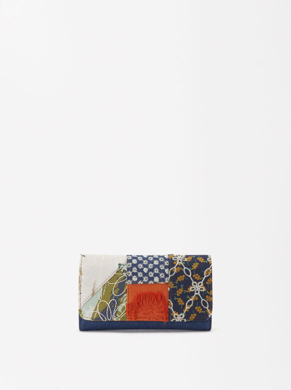 Brieftasche Mit Patchwork-Design, Blau, hi-res