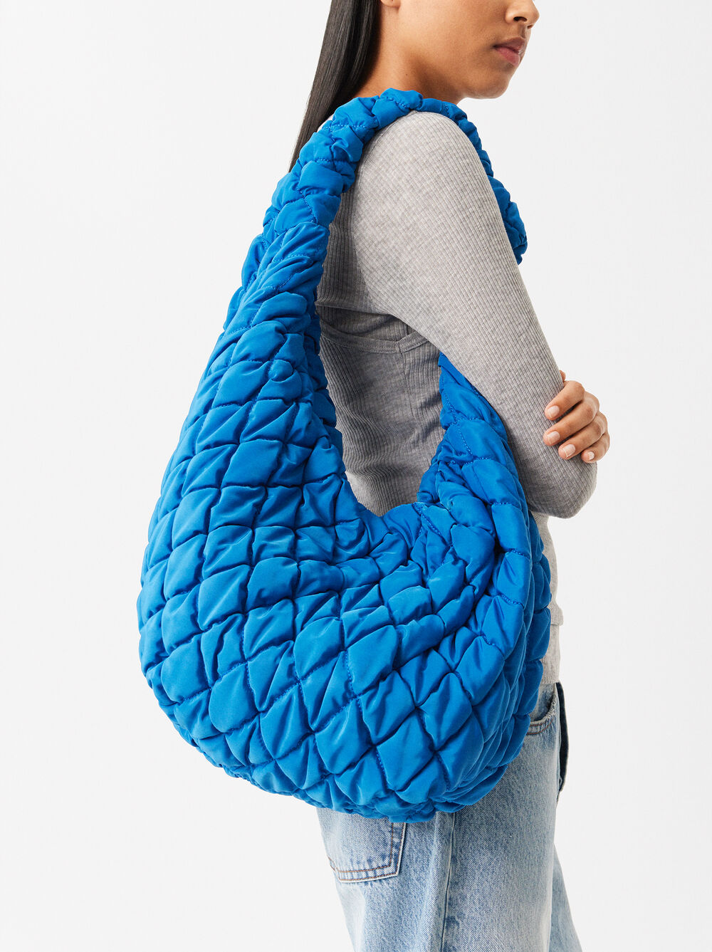 Quilted Nylon Shoulder Bag L