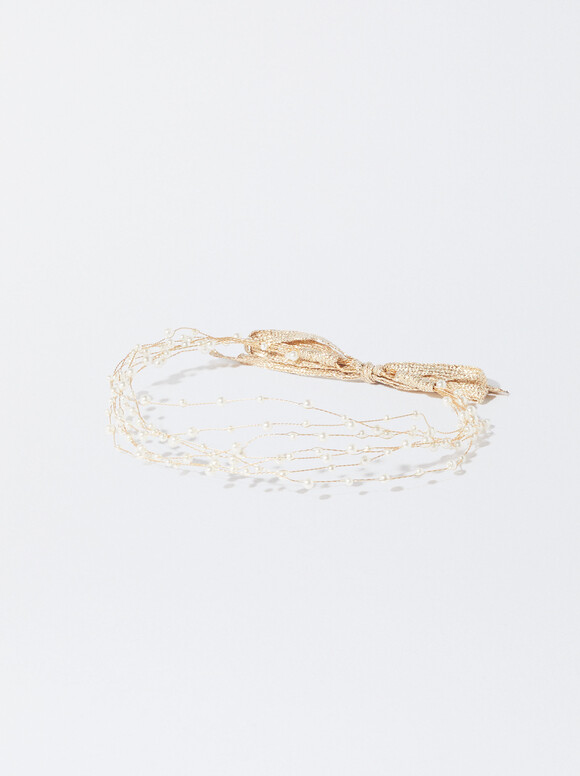 Aliceband With Pearls, White, hi-res