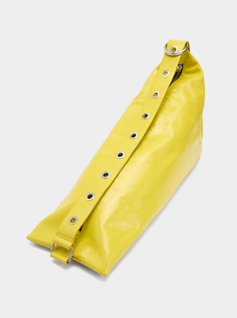 Asymmetric leather shoulder bag