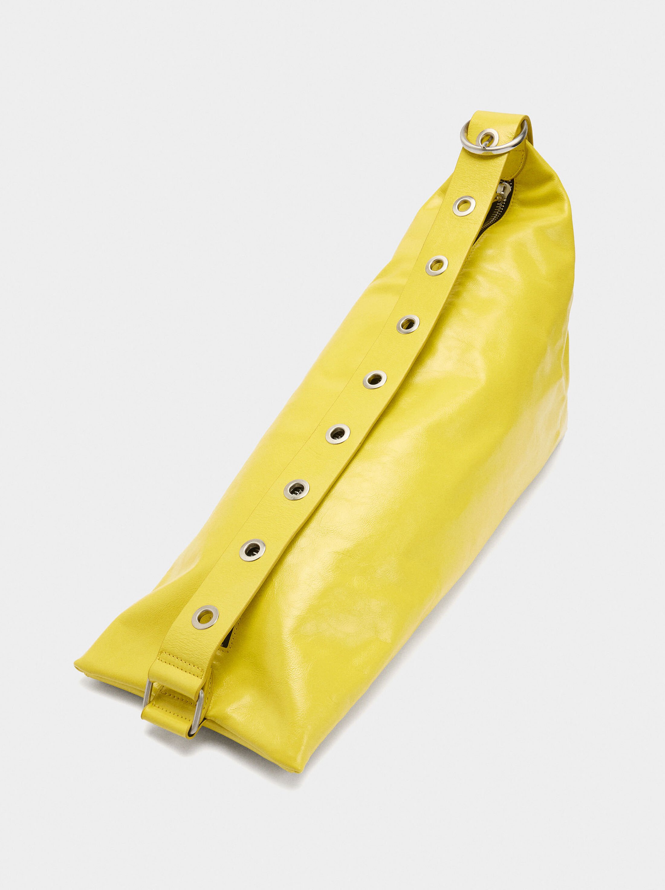 Asymmetric leather shoulder bag image number 4.0