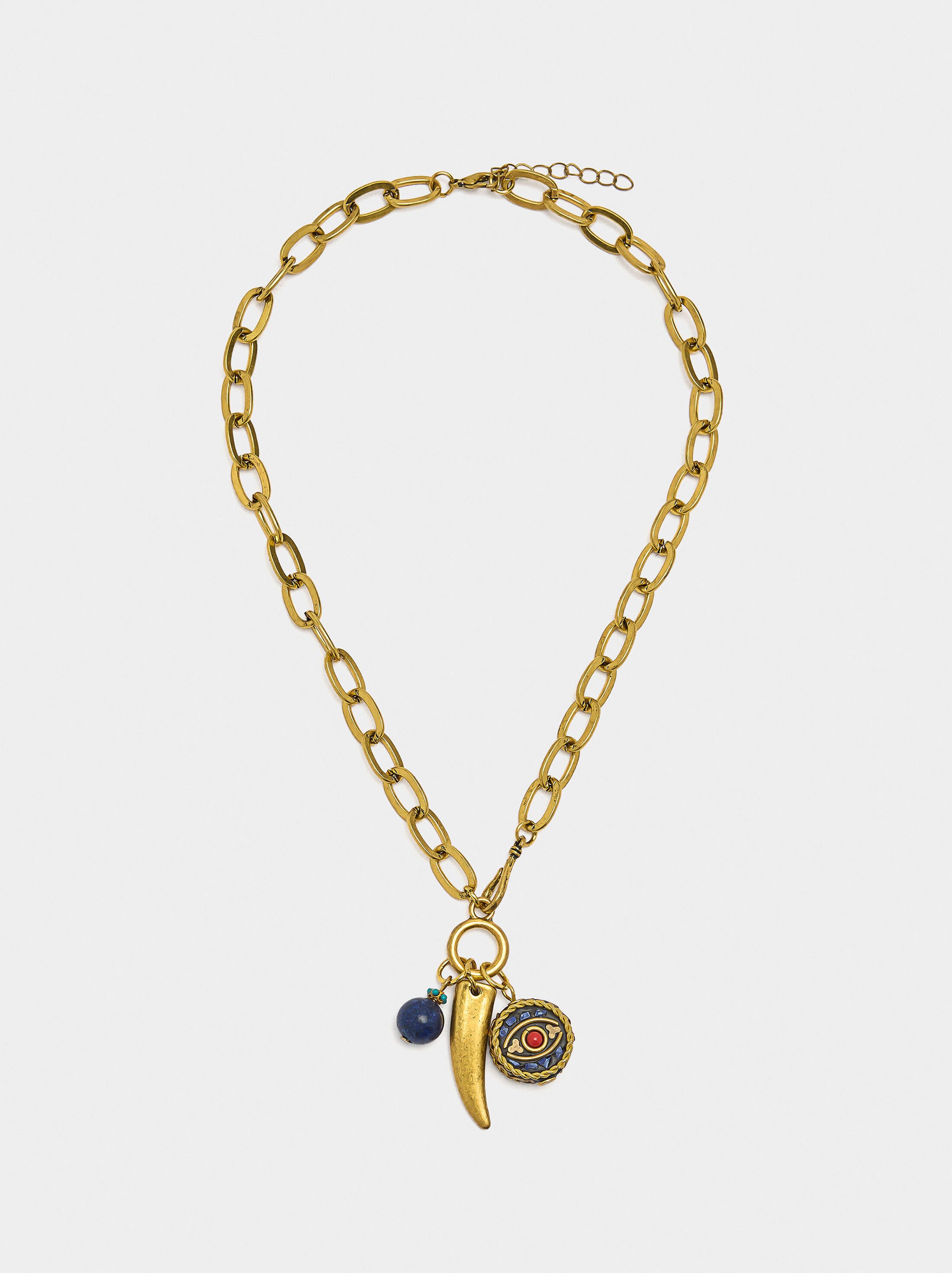 Short necklace of links with stone pendants image number 0.0
