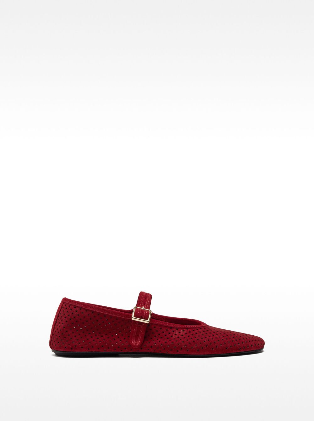 Leather ballet flats with strap and buckle