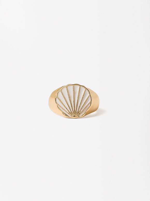 Shell Ring, White, hi-res