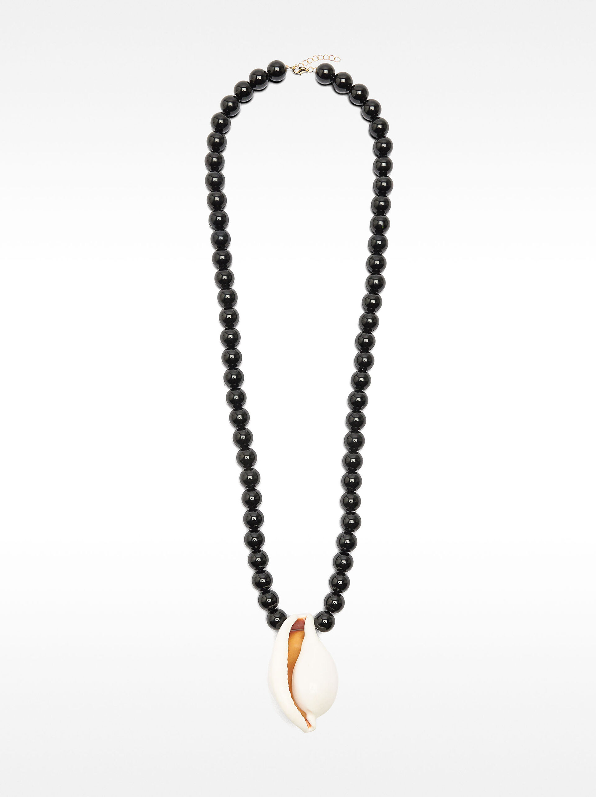 Collana di perle di vetro con pendente di conchiglia image number 0.0