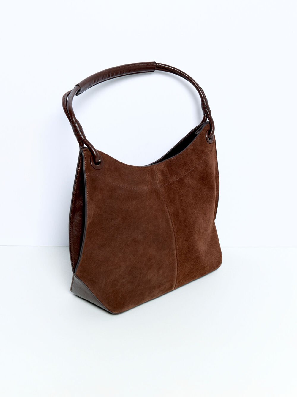 Schultertasche mit Lederdetails