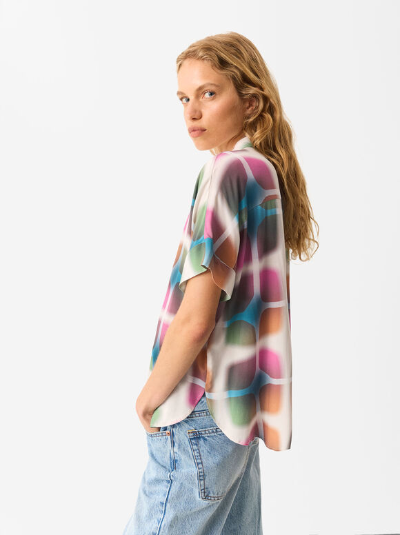 Short Sleeve Printed Shirt, Multicolor, hi-res