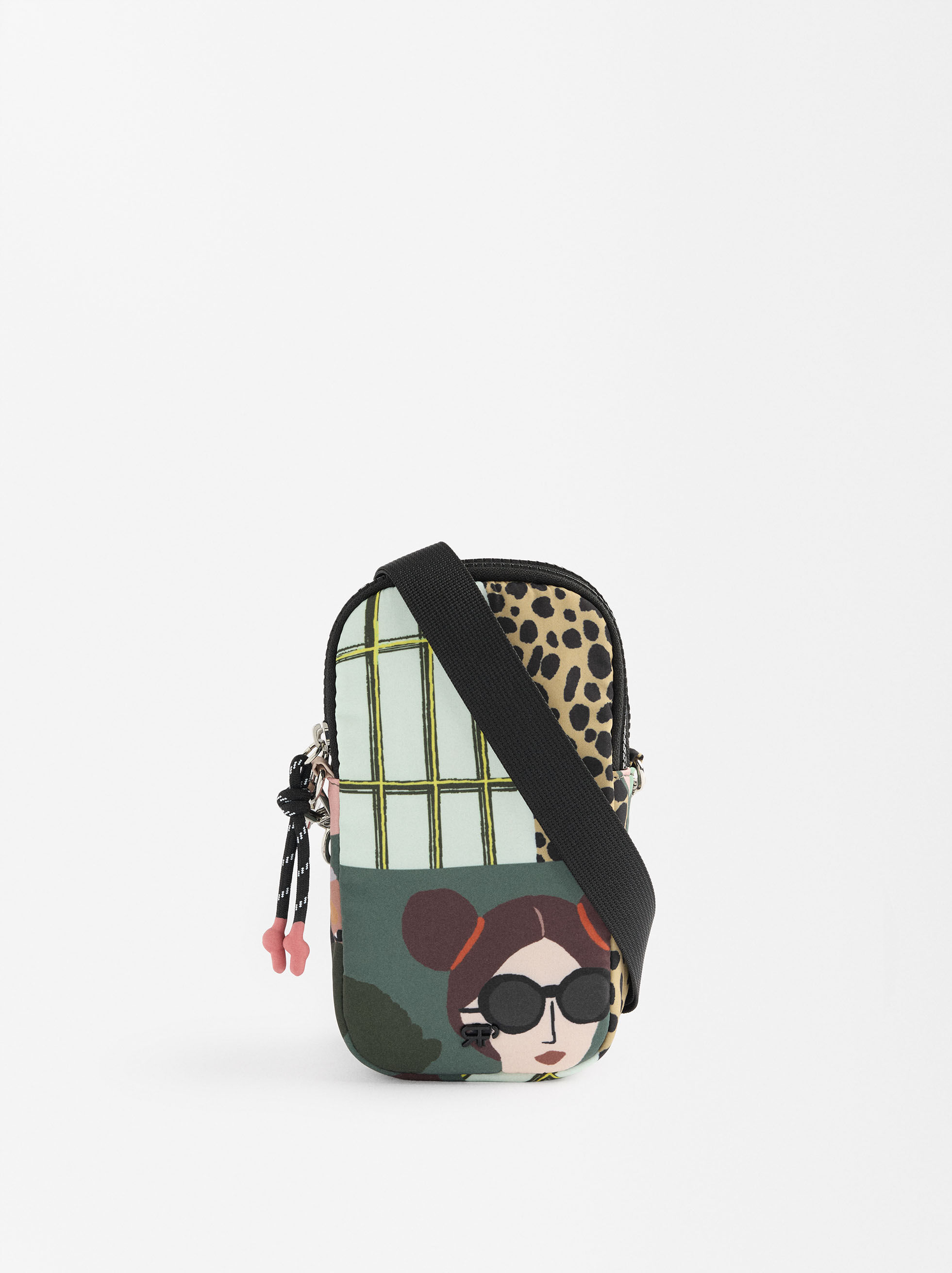 日本未入荷★プリントナイロンスマホケース/ショルダー★PARFOIS Printed nylon phone bag Multicolor | Parfois
