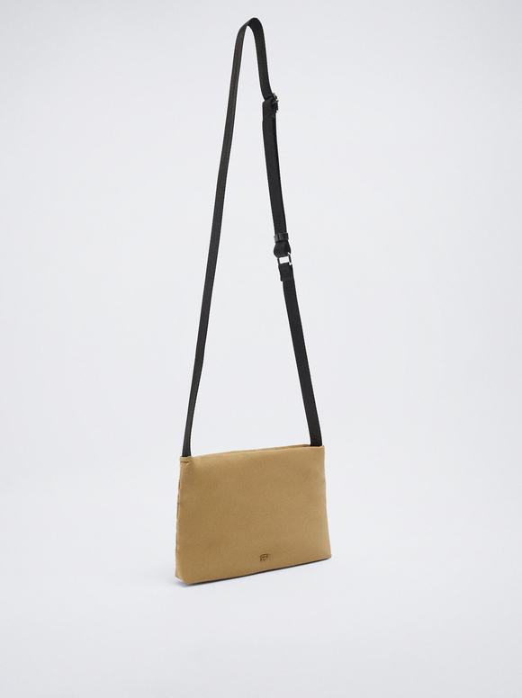 Nylon Crossbody Bag, Brown, hi-res