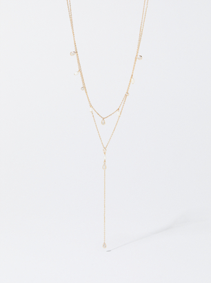 Necklace With Freshwater Pearls And Zirconia, Golden, hi-res