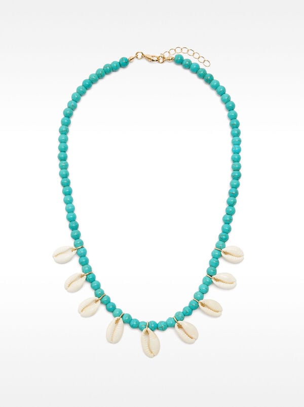 Necklace with stone beads and shells
