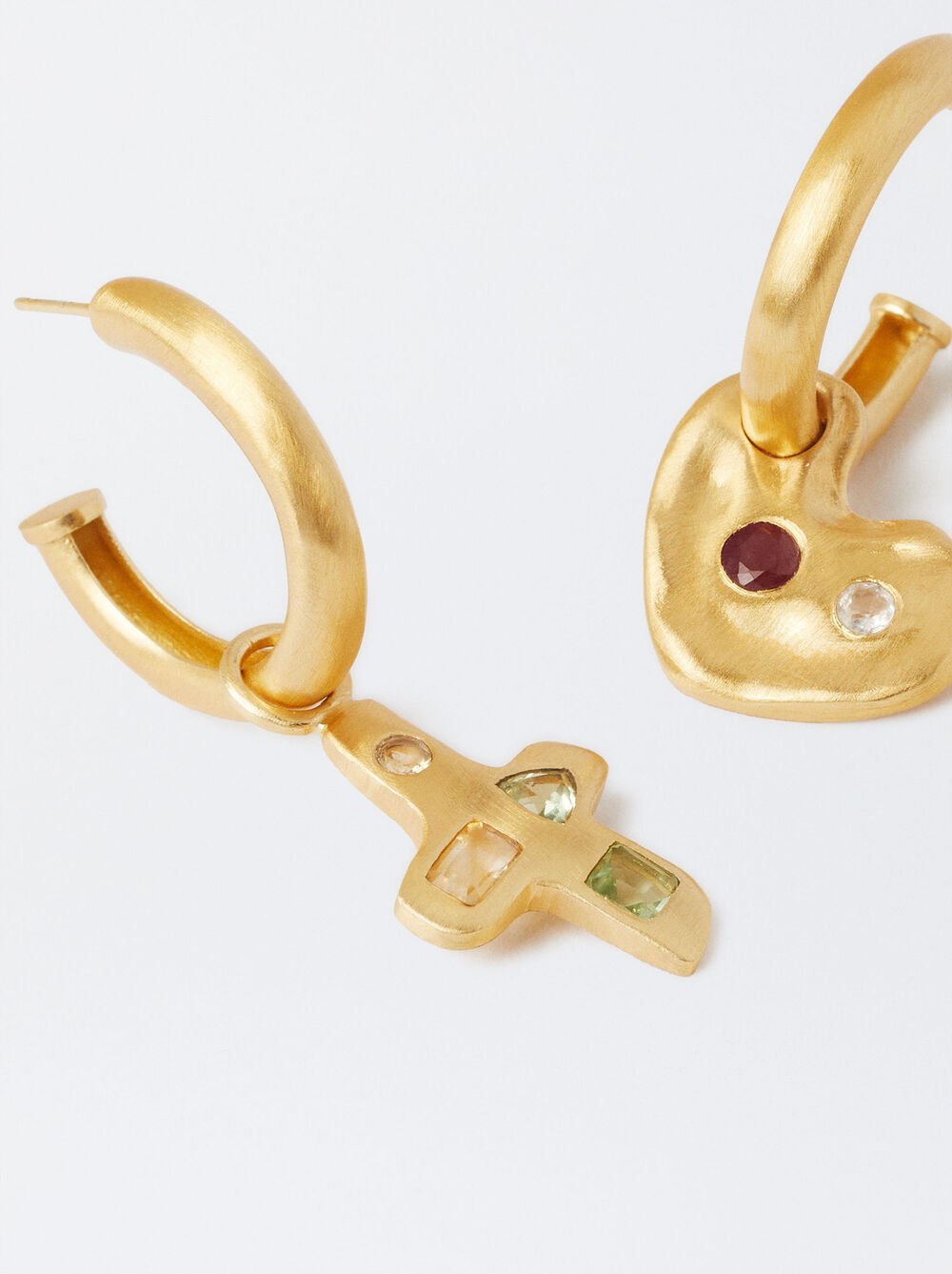 Matte Effect Gold-Plated Earrings 18k