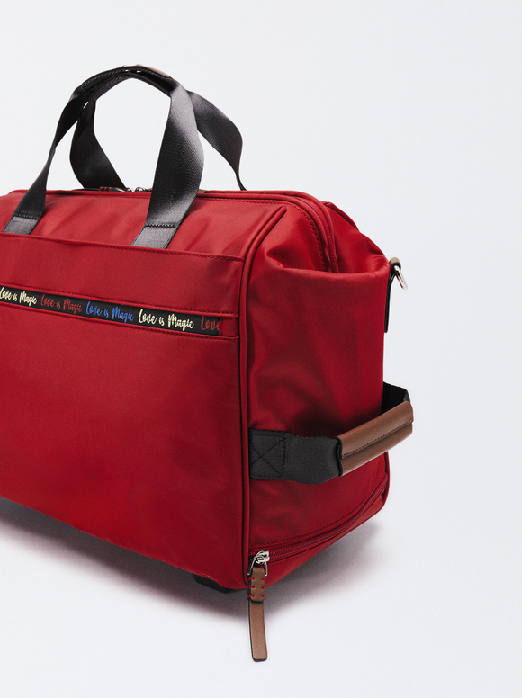 Nylon Weekend Bag, Red, hi-res