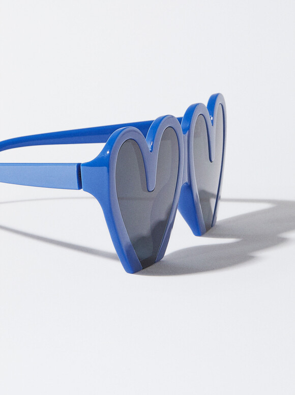 Online Exclusive - Heart Sunglasses, Blue, hi-res