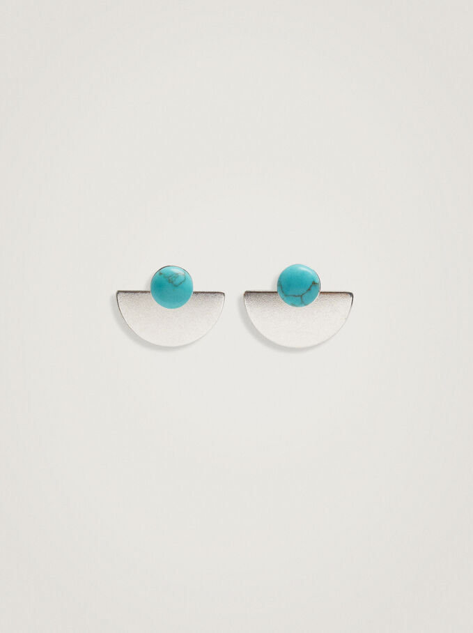 Earrings With Stone, Beige, hi-res