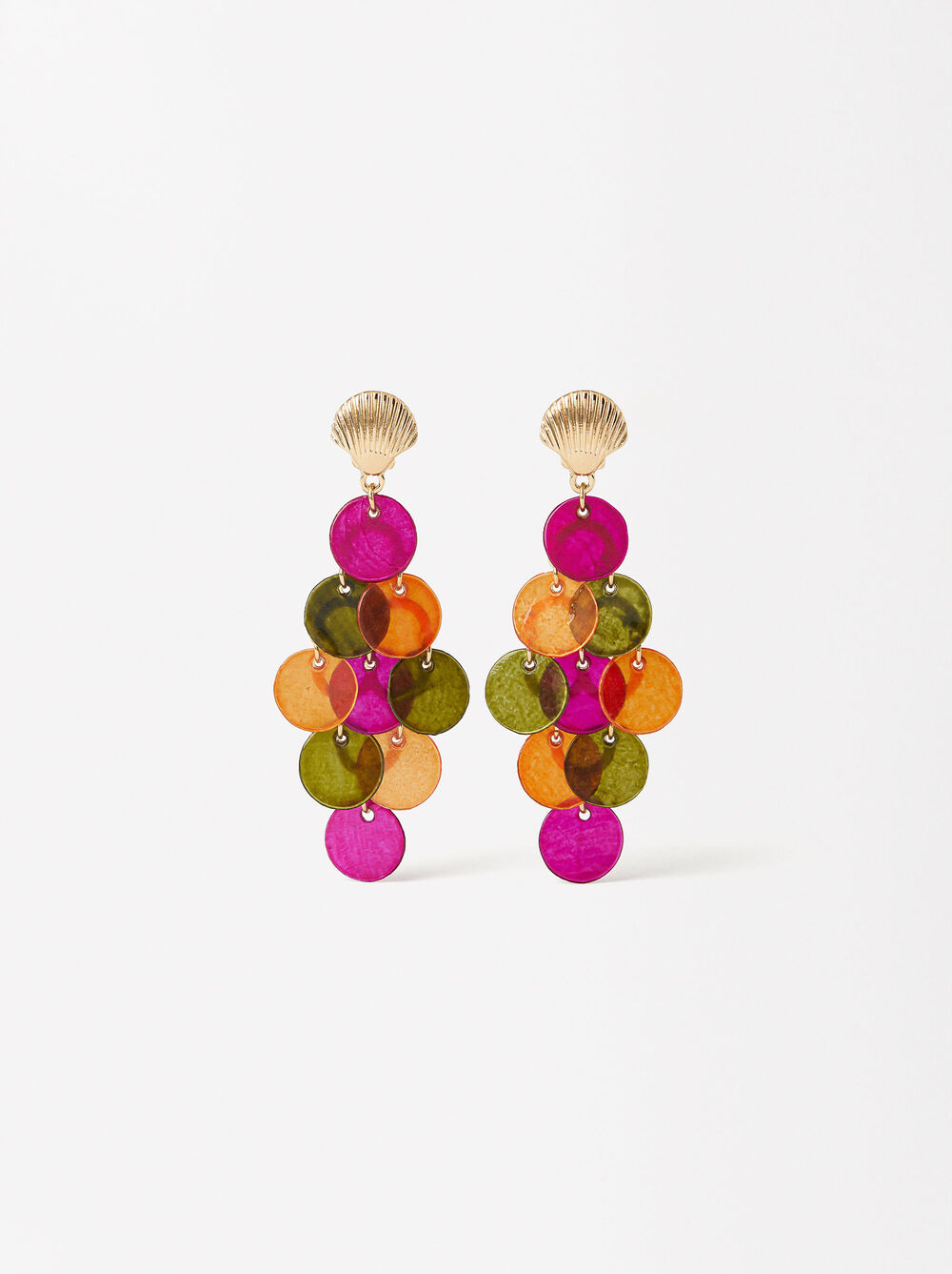 Long Earrings With Multicolored Shells