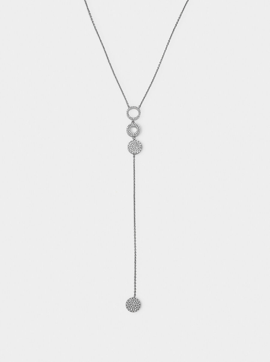 Pendant necklace with hoops and cubic zirconia