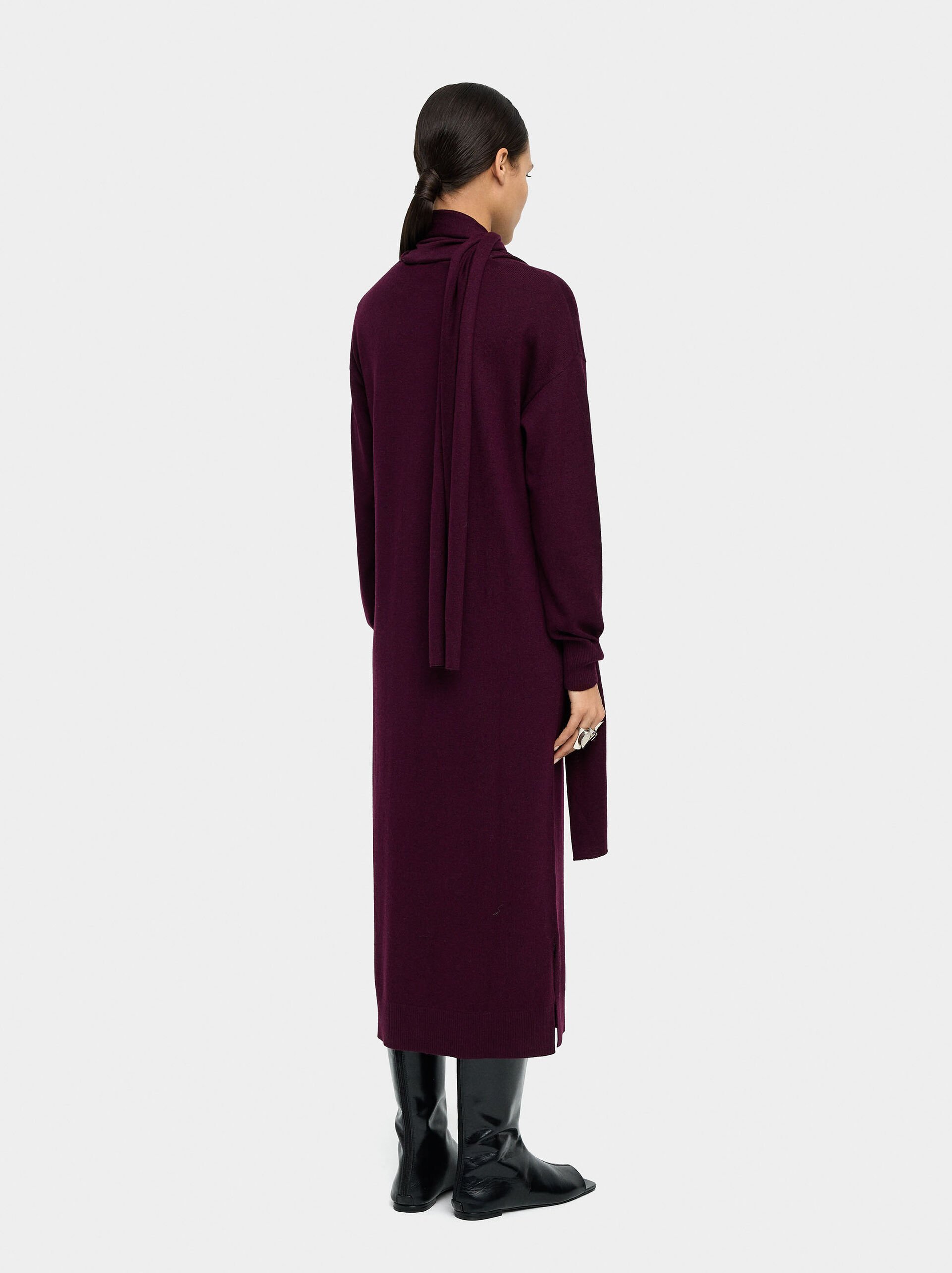 Robe midi en maille avec écharpe image number 2.0