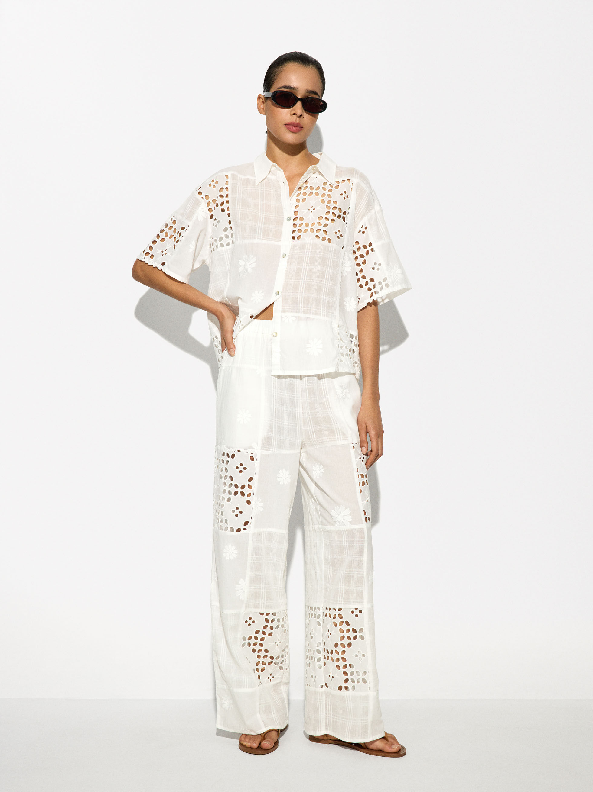 Straight Leg 100 Cotton Trousers