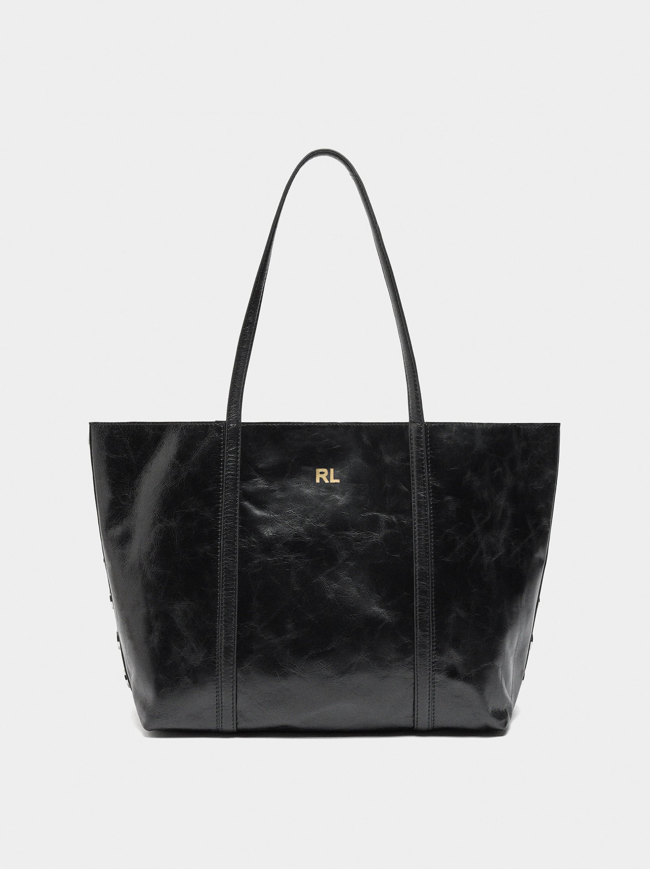 Mala shopper de pele com tachas image number 7.0