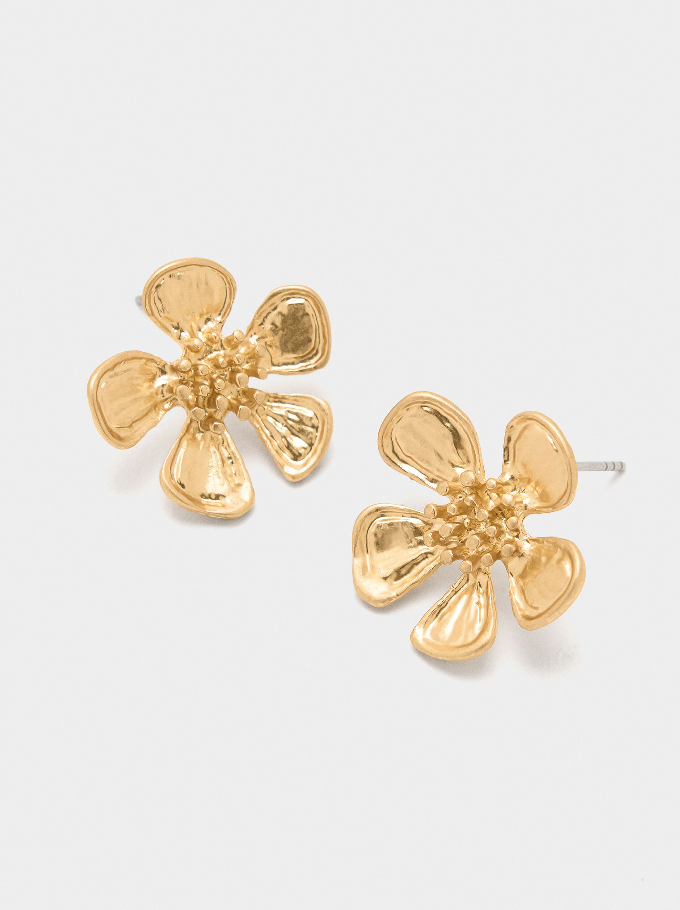 Flower earrings with embossed detail image number 1.0