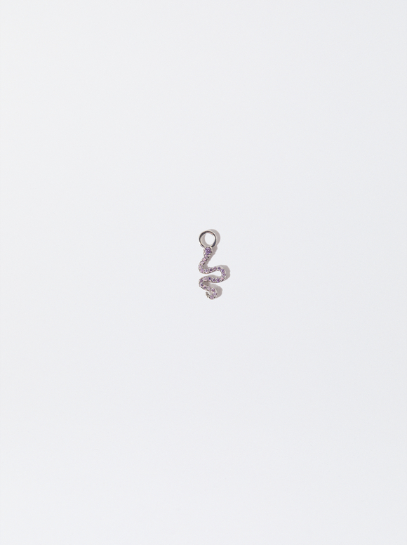 925 Silver Zirconia Snake Charm, Violet, hi-res