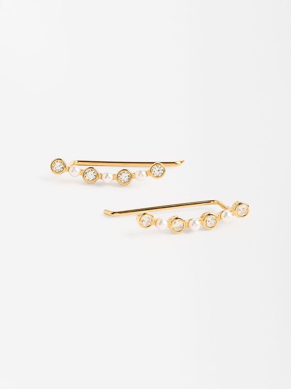 Earrings with zirconia and pearls - sterling silver 925