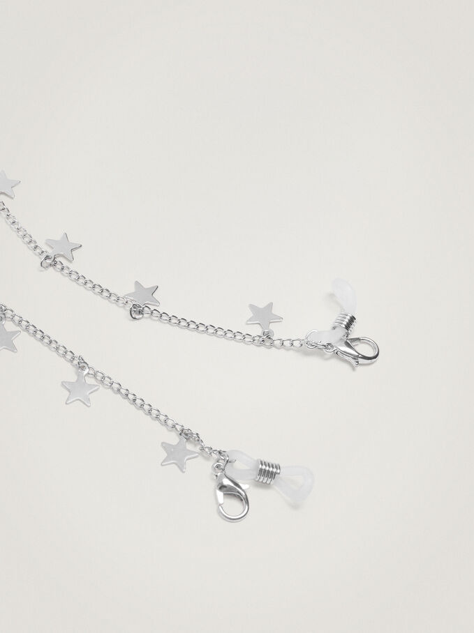 Stars Chain For Face Masks Or Glasses, Silver, hi-res