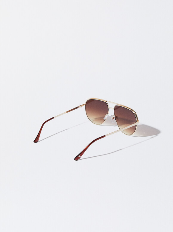 Round Sunglasses, Brown, hi-res