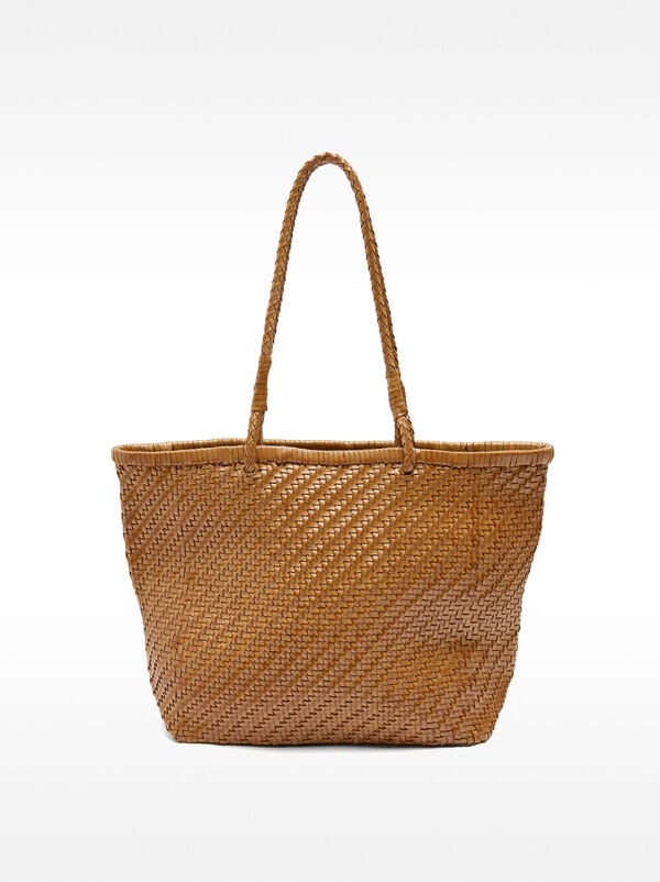 Woven leather shopper bag
