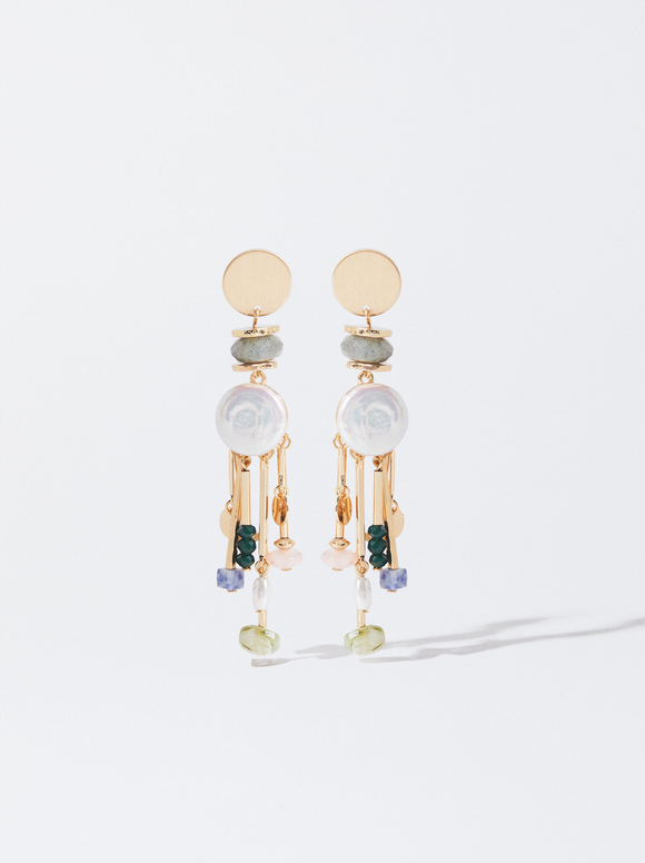 Earrings With Freshwater Pearl, Multicolor, hi-res