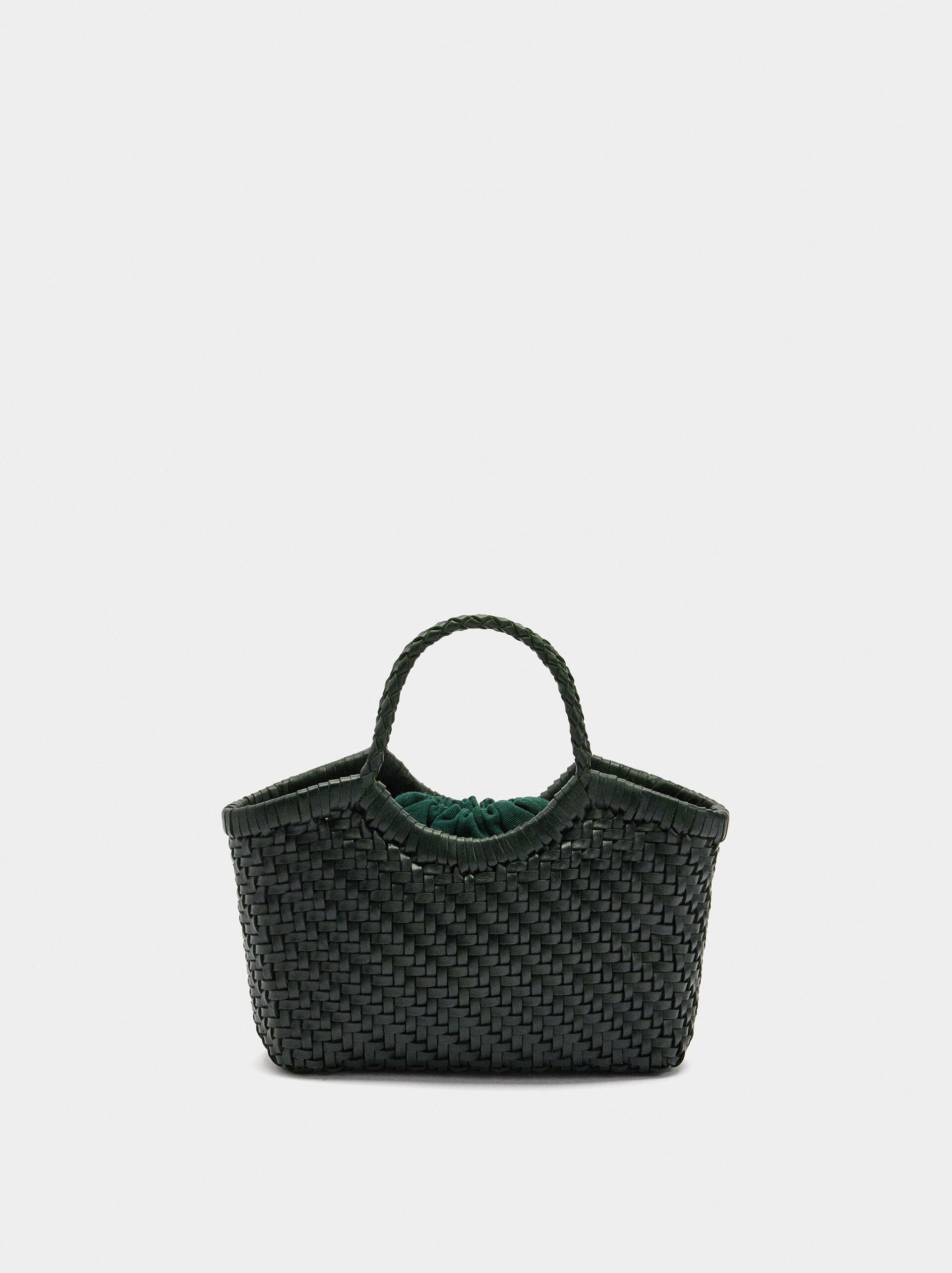Tote bag with braided leather image number 0.0