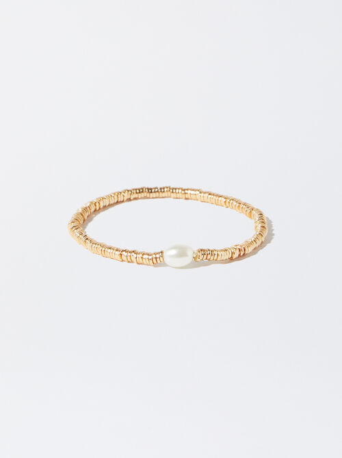 Gold-Toned Bracelet With Faux Pearl