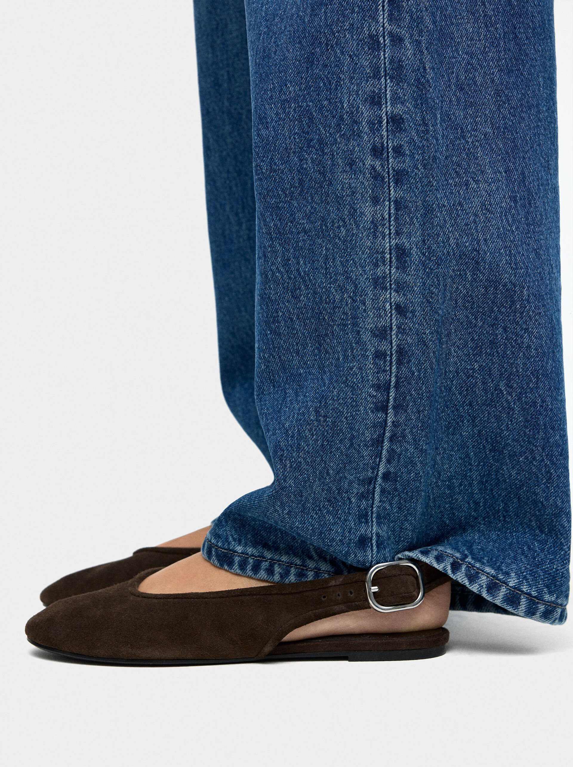 Leather ballet flats with slingback image number 1.0