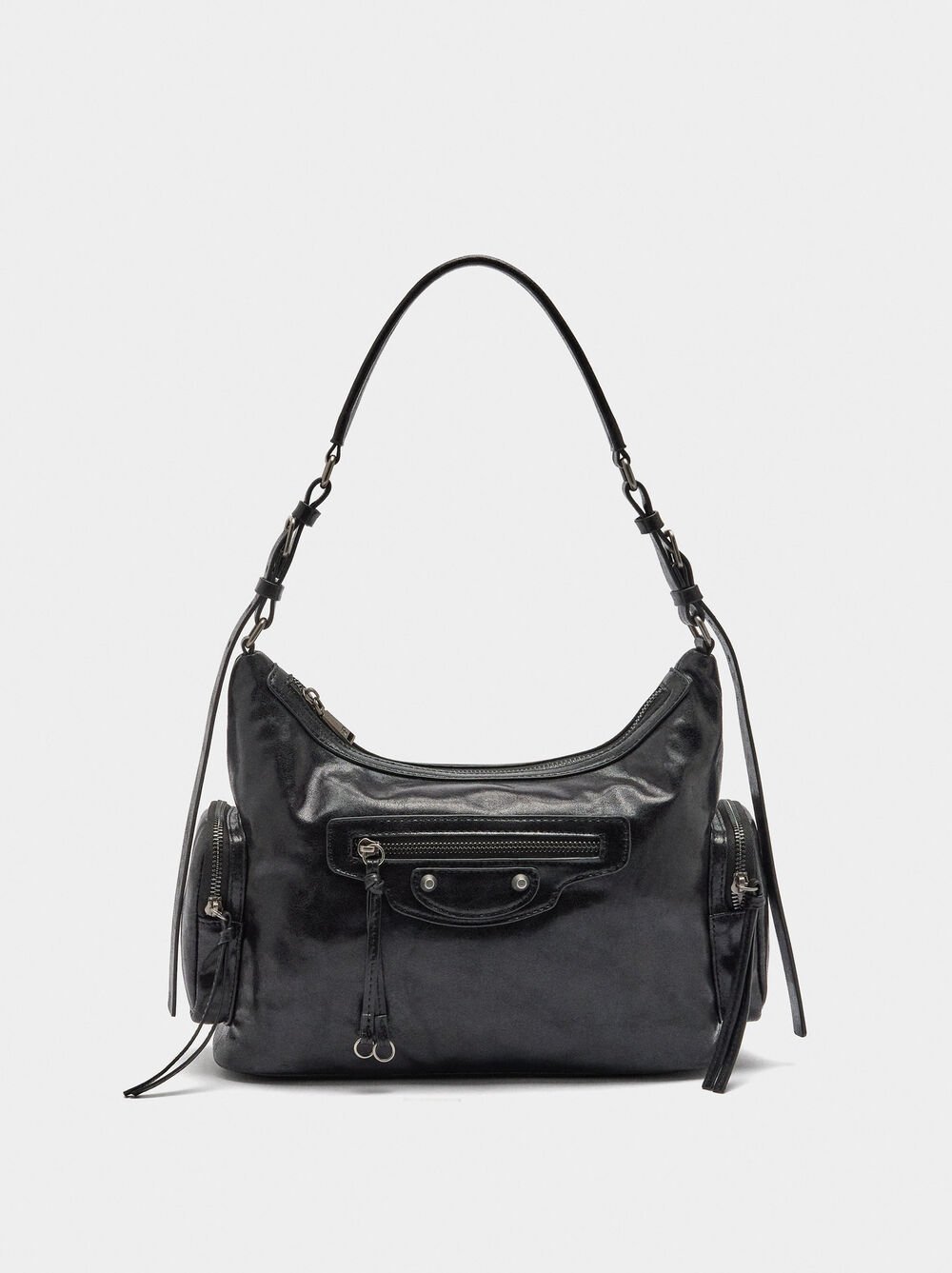Bolso de hombro de efecto envejecido