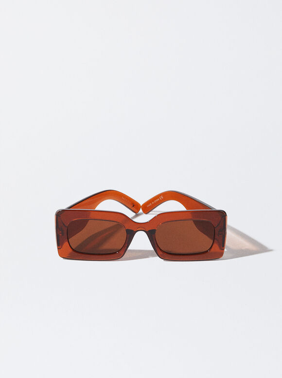 Kwadratowe Okulary Przeciwsłoneczne, Brazowy, hi-res