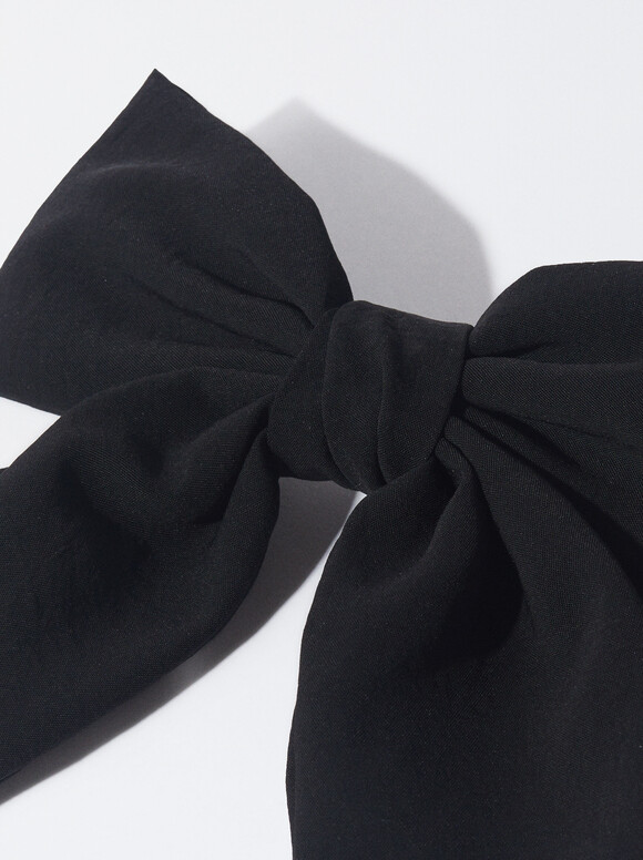 French Hair Clip With Bow, Black, hi-res