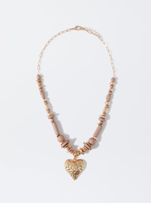 Necklace With Heart, Pink, hi-res