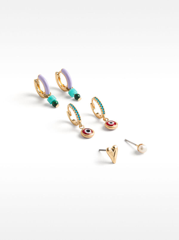 Earring set with stones and enamel