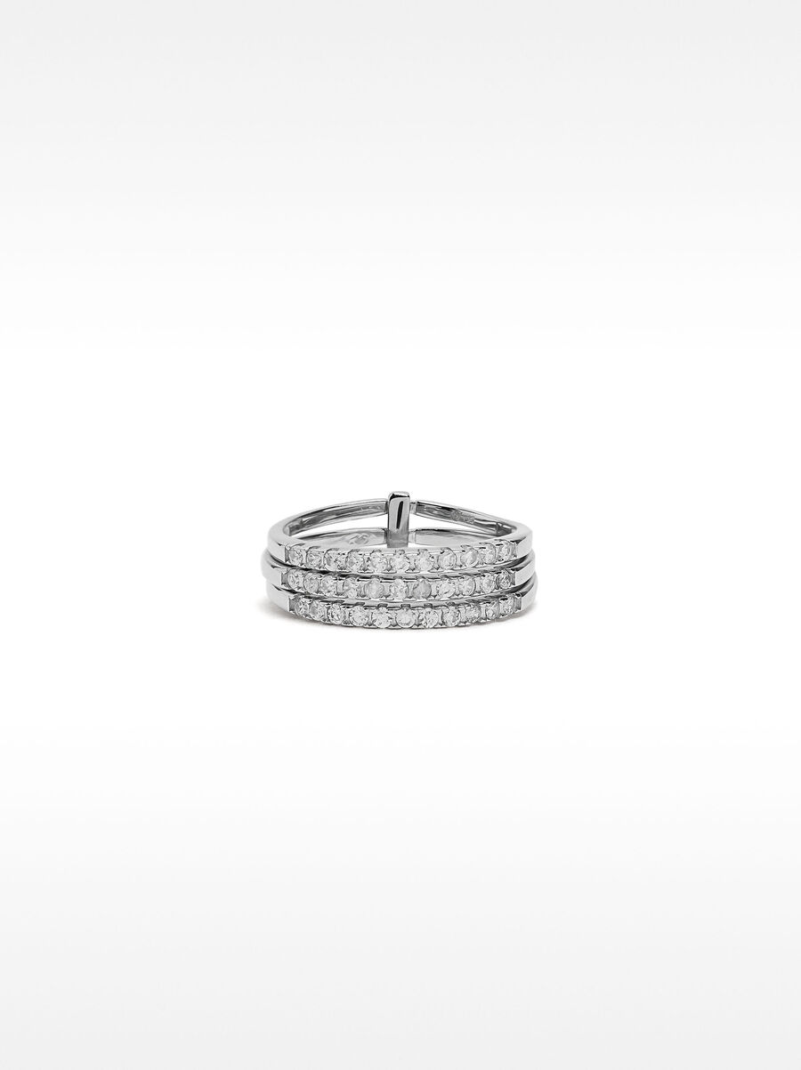 Triple ring with zirconia - 925 sterling silver